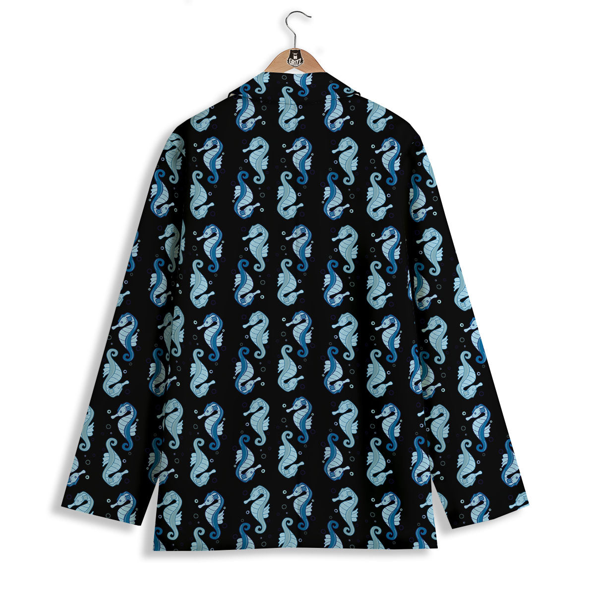 Seahorse Blue Print Pattern Women's Blazer-grizzshop