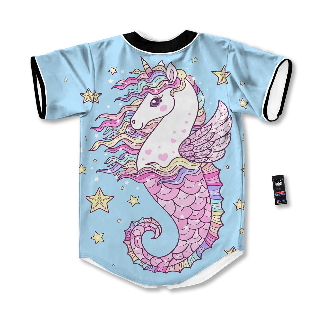 Seahorse Colorful Print Baseball Jersey-grizzshop
