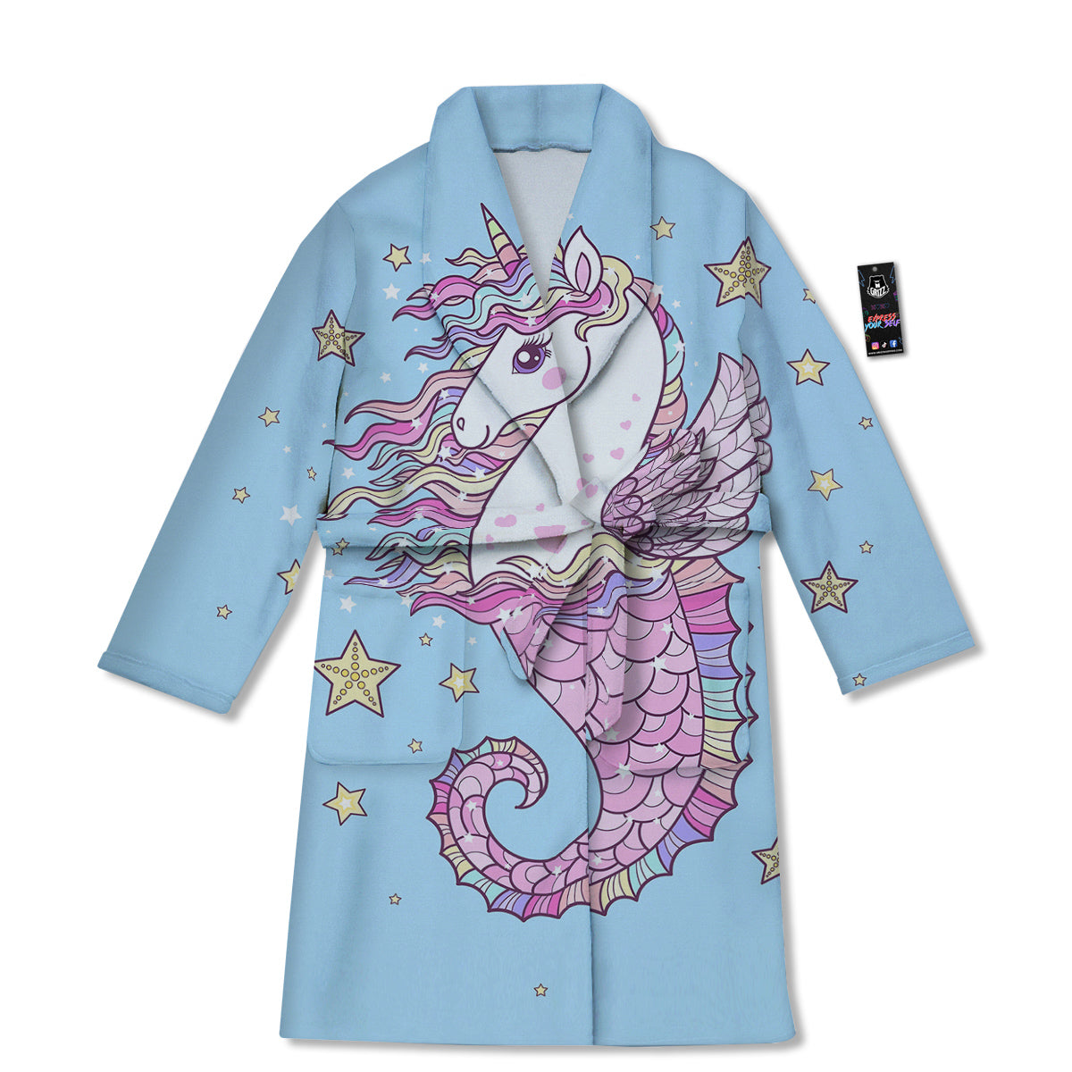 Seahorse Colorful Print Bathrobe-grizzshop