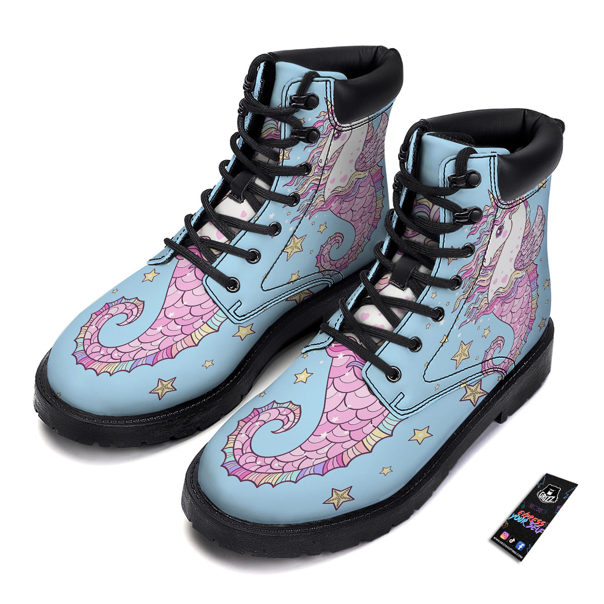 Seahorse Colorful Print Boots-grizzshop