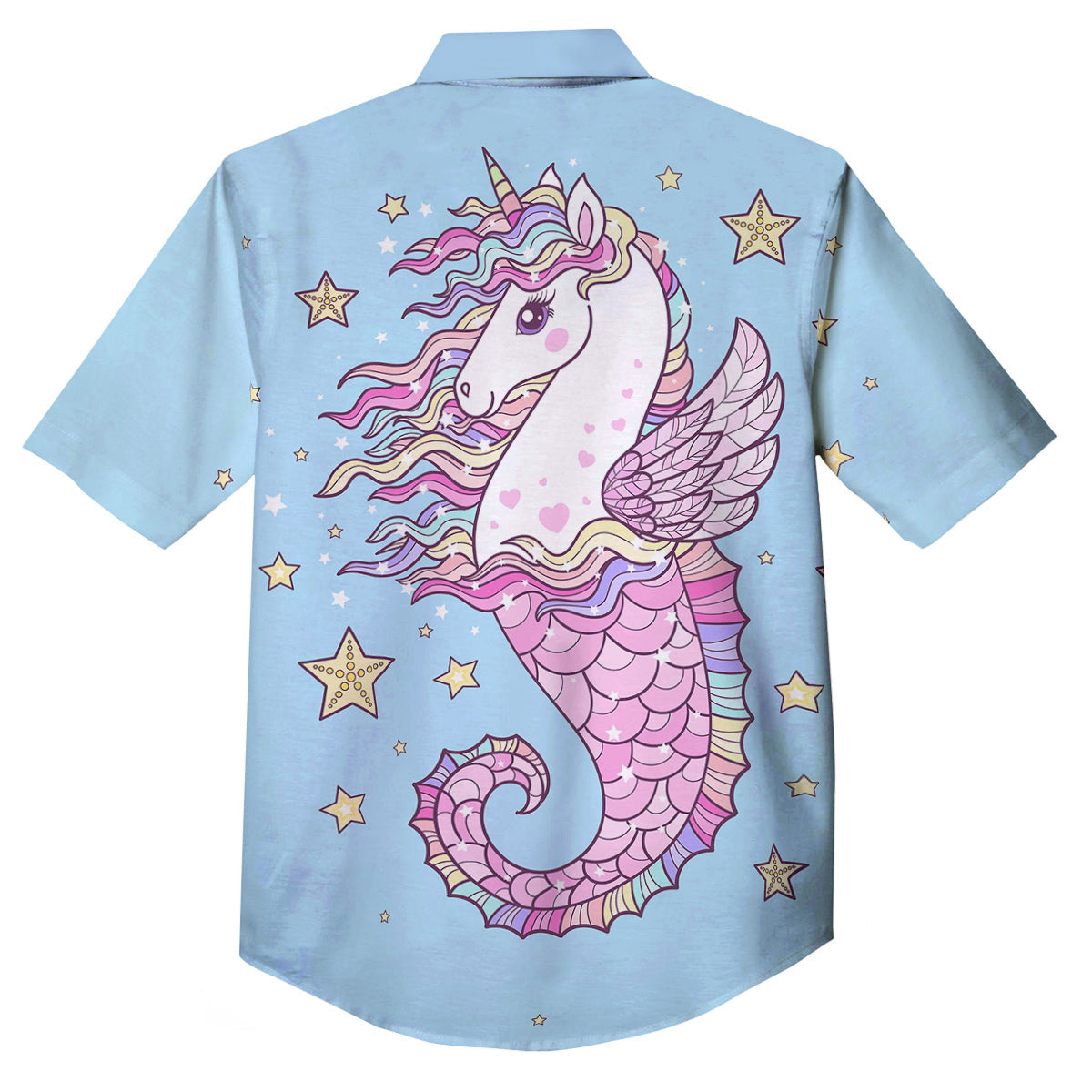Seahorse Colorful Print Button Up Shirt-grizzshop