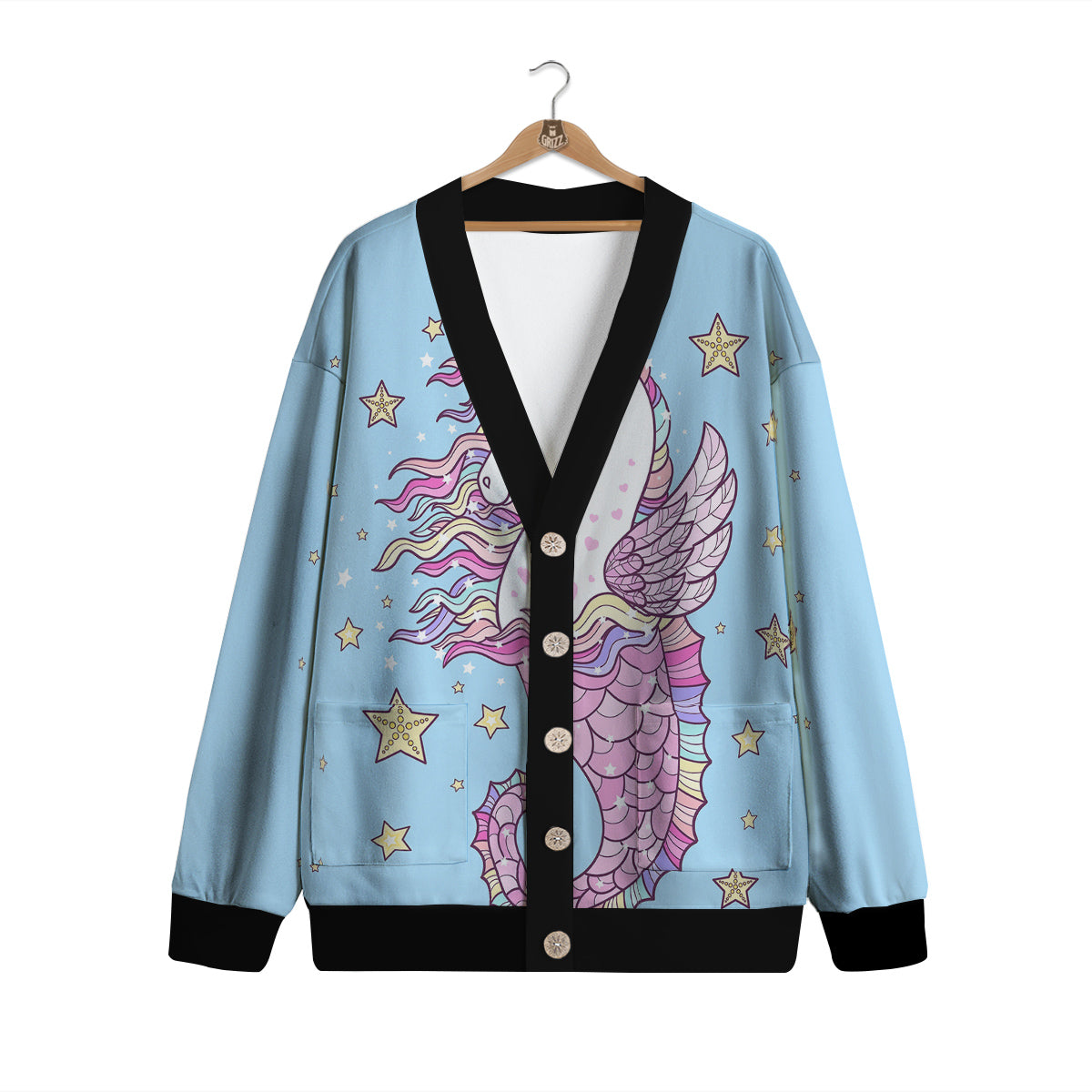 Seahorse Colorful Print Cardigan-grizzshop