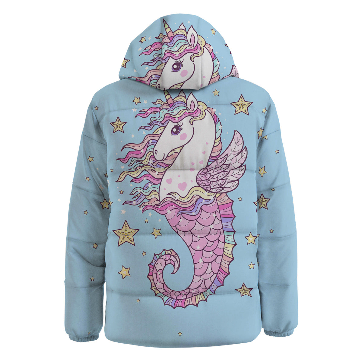Seahorse Colorful Print Down Jacket-grizzshop