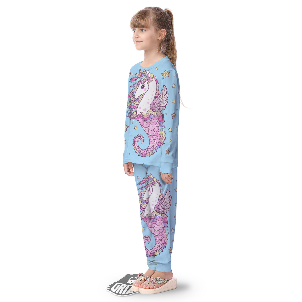 Seahorse Colorful Print Kid's Pajamas-grizzshop