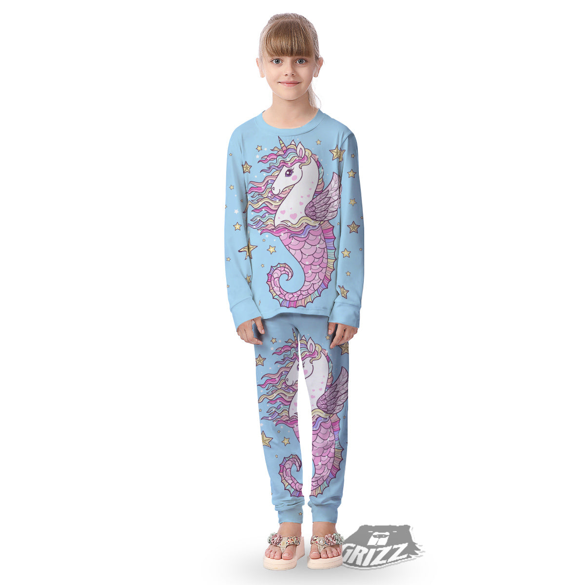 Seahorse Colorful Print Kid's Pajamas-grizzshop