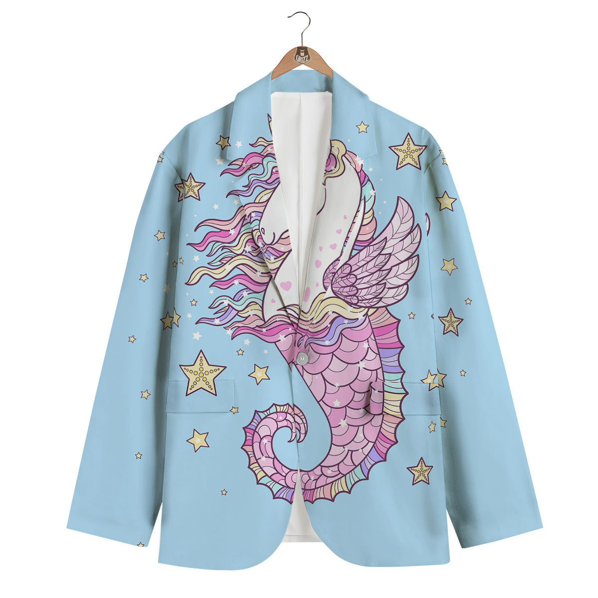 Seahorse Colorful Print Men's Blazer-grizzshop
