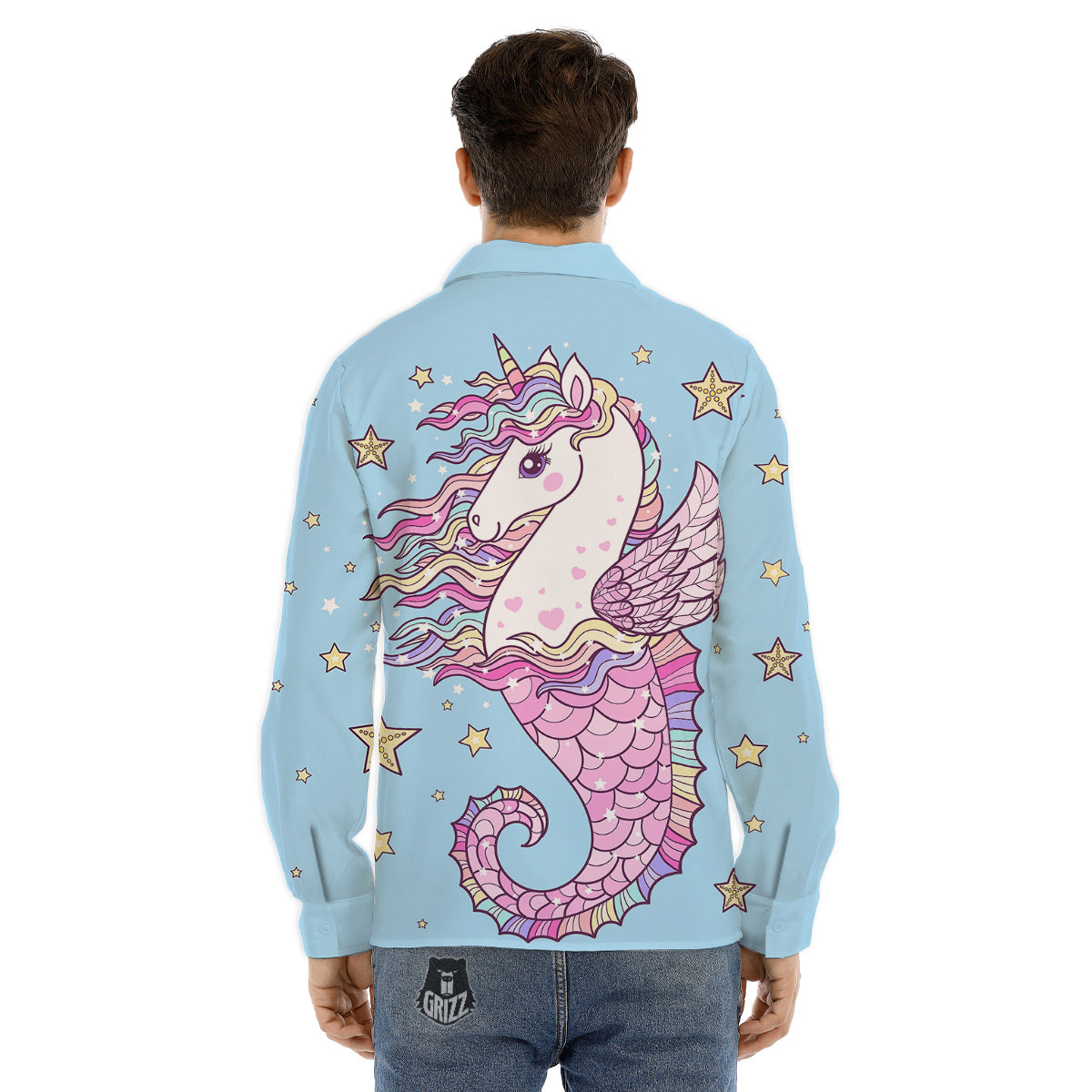 Seahorse Colorful Print Men's Dress Shirts-grizzshop
