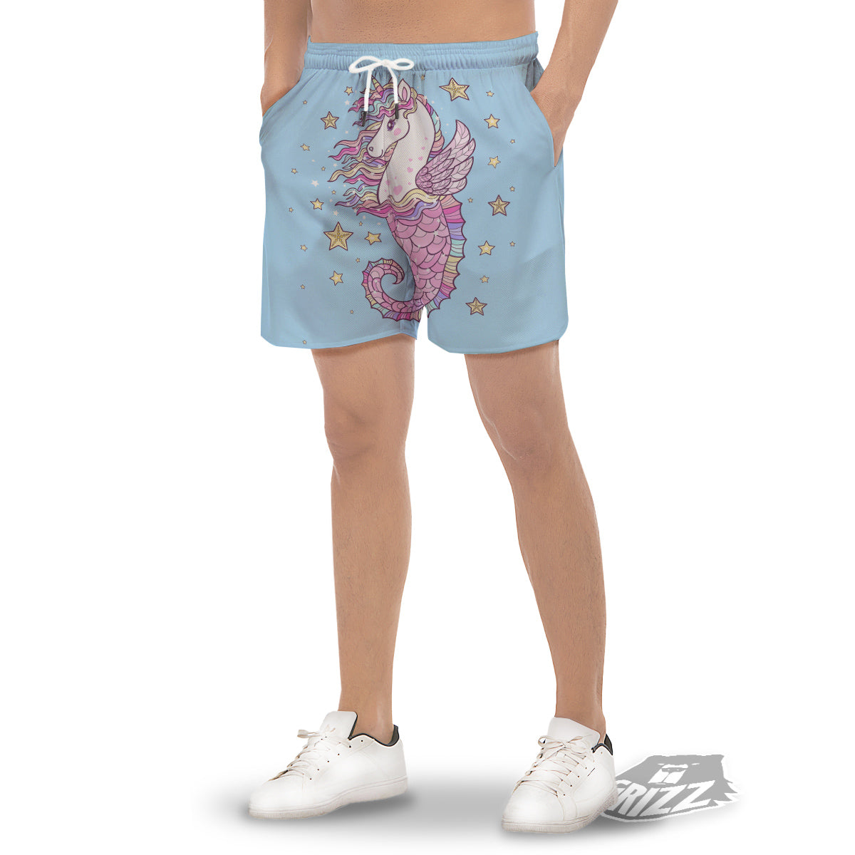 Seahorse Colorful Print Men's Gym Shorts-grizzshop