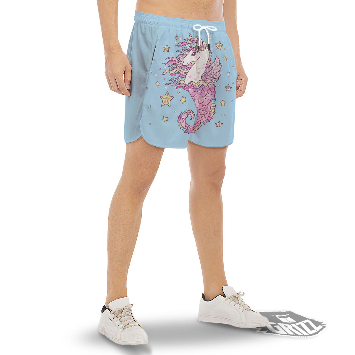 Seahorse Colorful Print Men's Gym Shorts-grizzshop