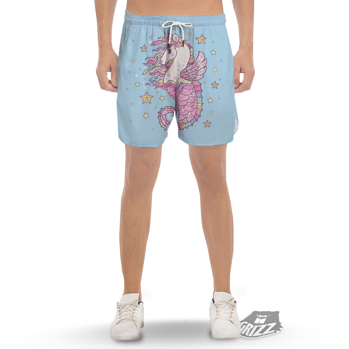 Seahorse Colorful Print Men's Gym Shorts-grizzshop