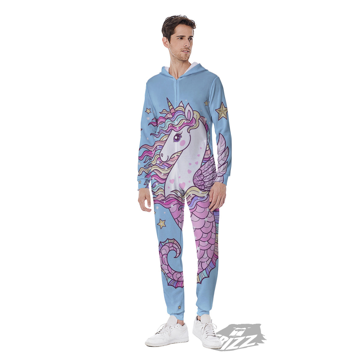 Seahorse Colorful Print Men's Jumpsuit-grizzshop