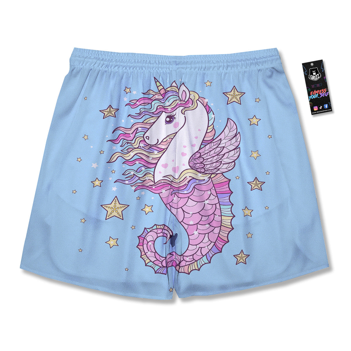 Seahorse Colorful Print Men's Running Shorts-grizzshop