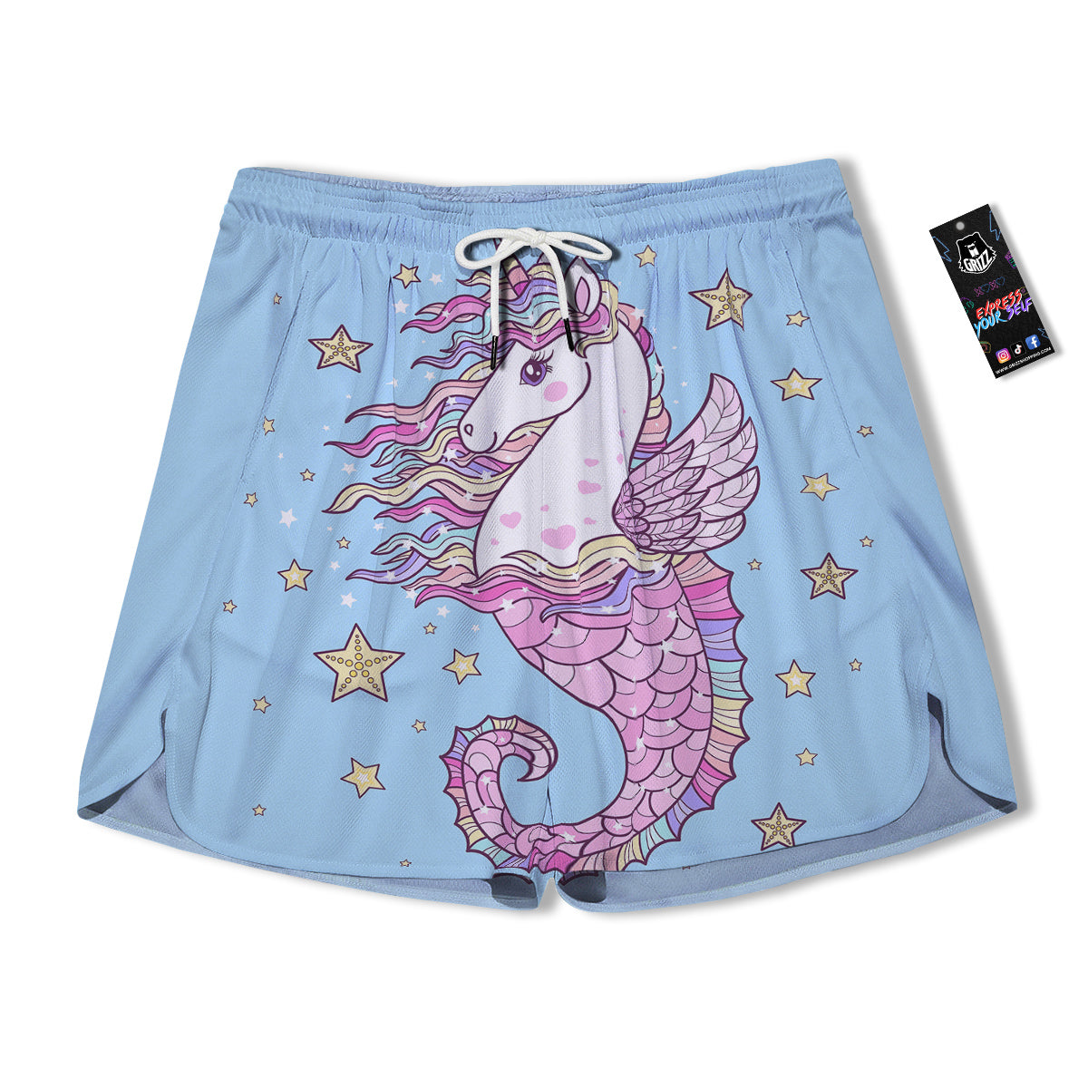 Seahorse Colorful Print Men's Running Shorts-grizzshop