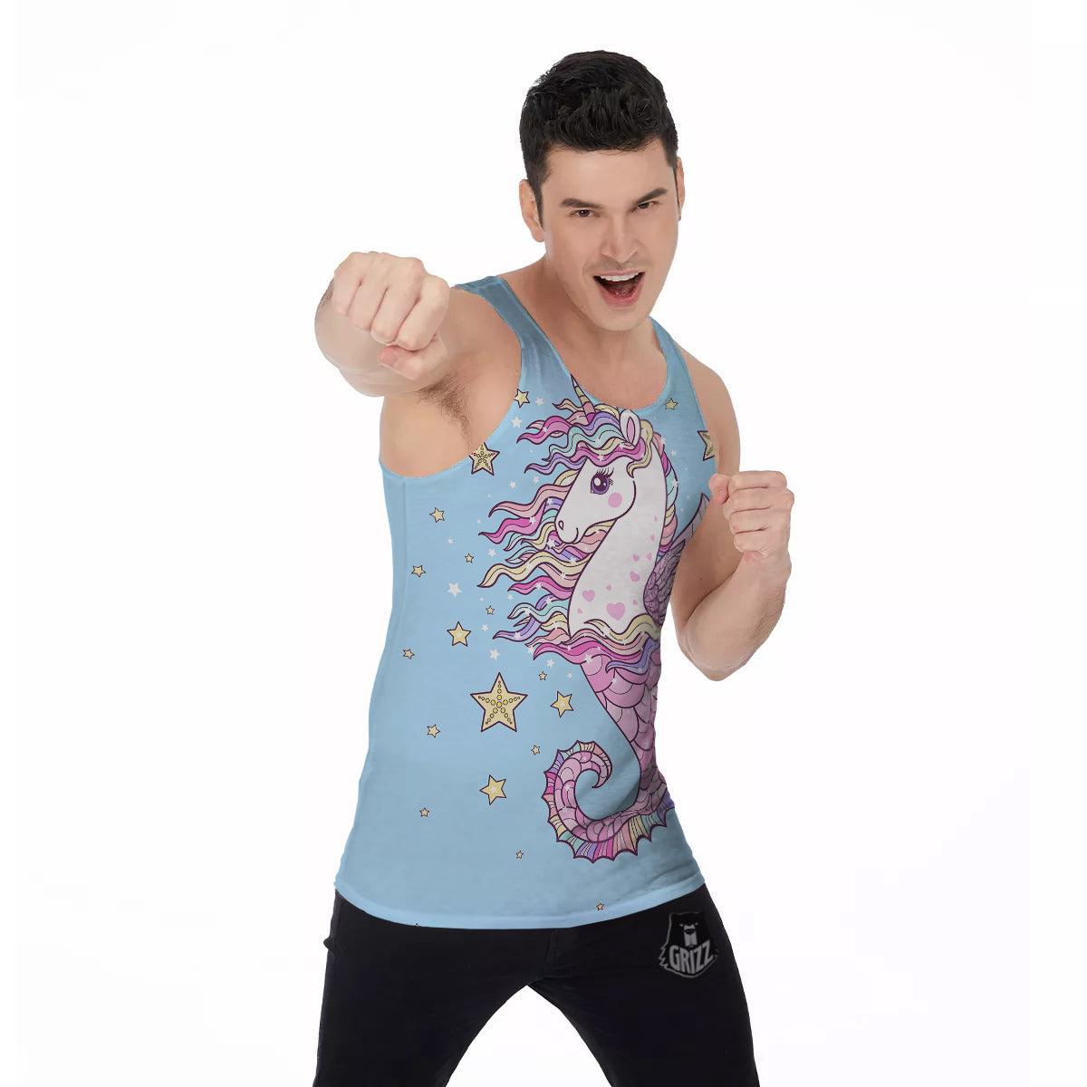 Seahorse Colorful Print Men's Tank Top-grizzshop