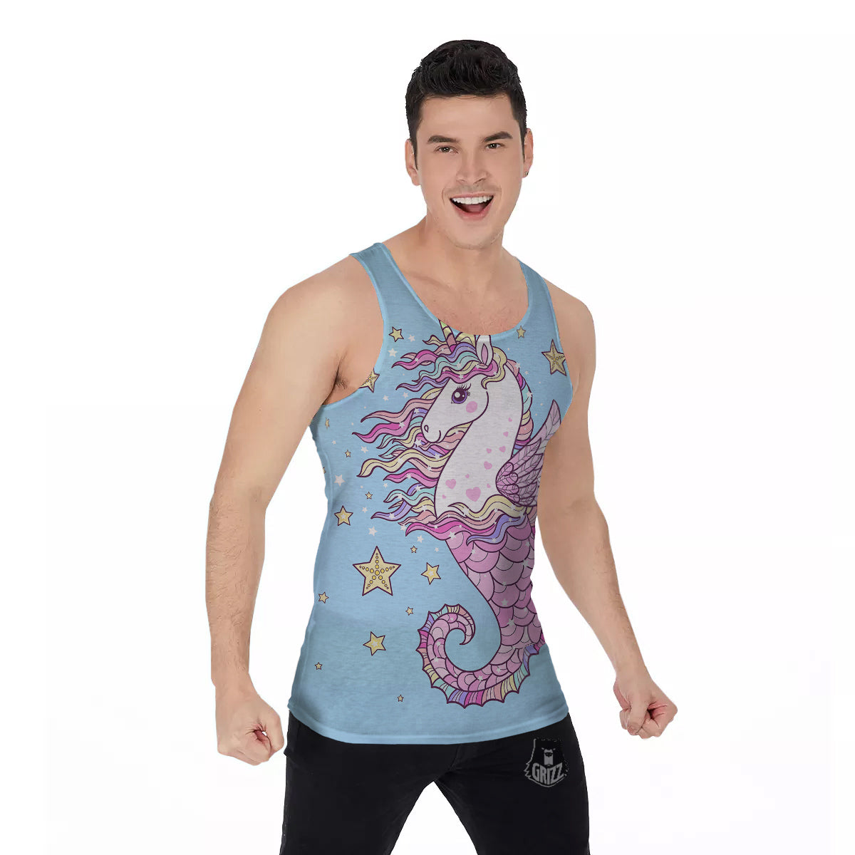 Seahorse Colorful Print Men's Tank Top-grizzshop