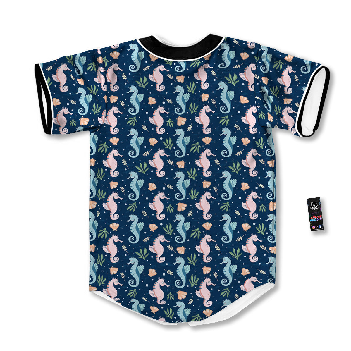 Seahorse Colorful Print Pattern Baseball Jersey-grizzshop
