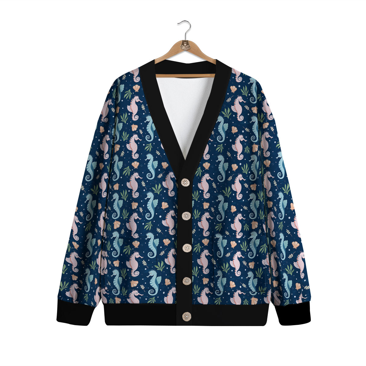 Seahorse Colorful Print Pattern Cardigan-grizzshop