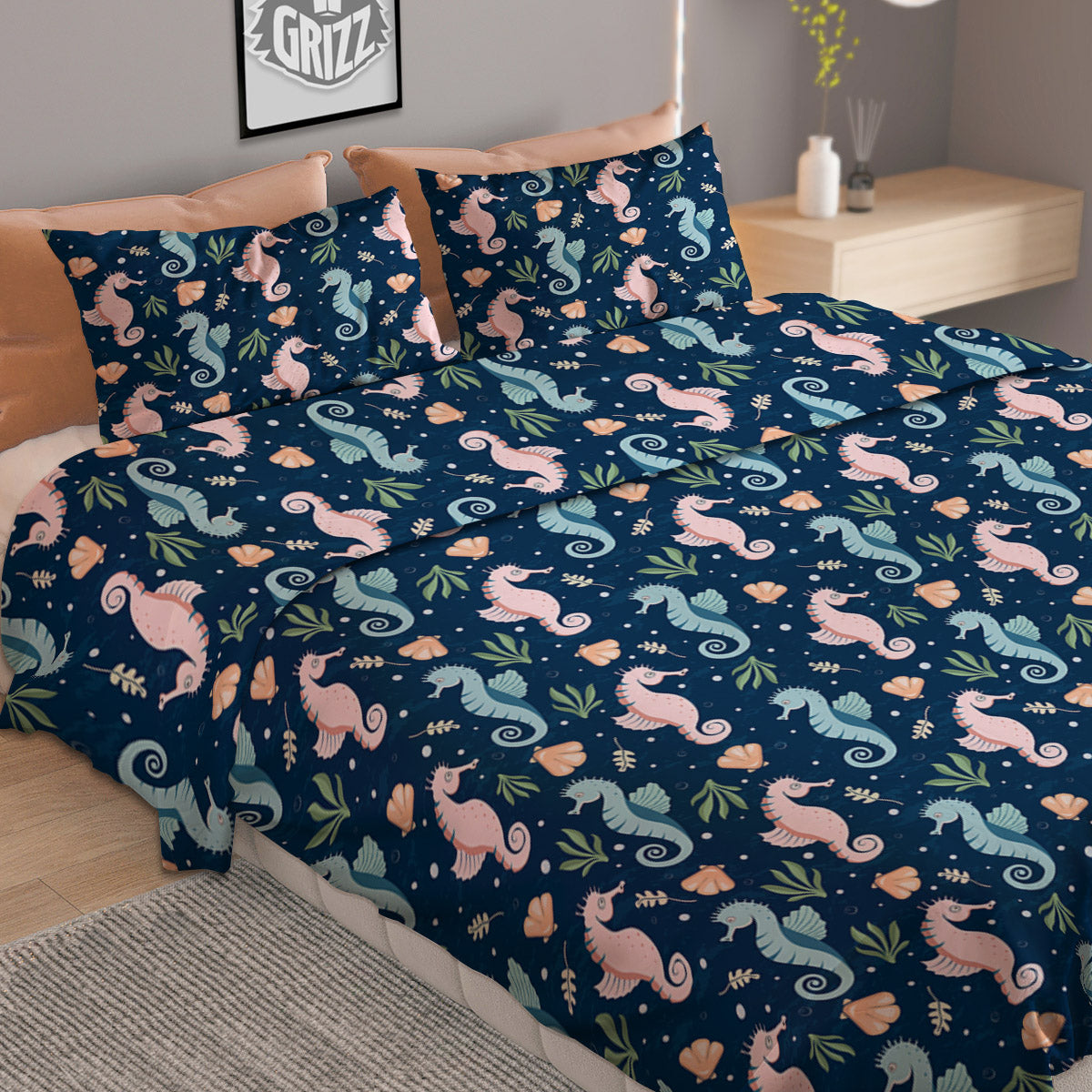 Red Bear And Green Bull Stock Print Duvet Cover Bedding Set