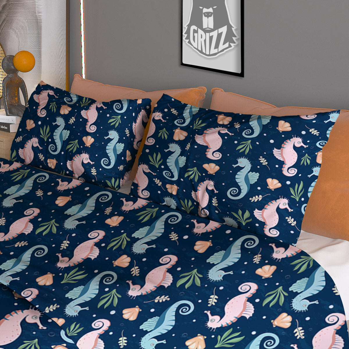 Red Bear And Green Bull Stock Print Duvet Cover Bedding Set