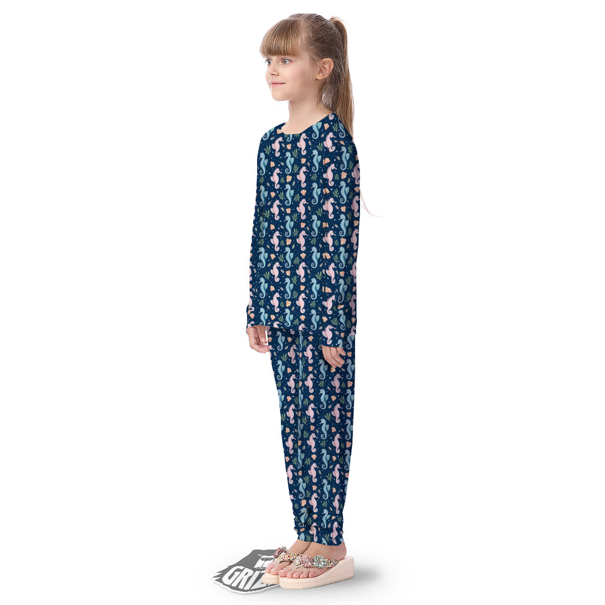 Seahorse Colorful Print Pattern Kid's Pajamas-grizzshop