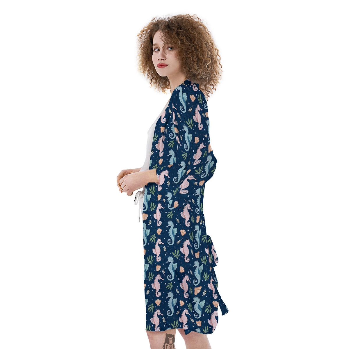 Seahorse Colorful Print Pattern Kimono-grizzshop