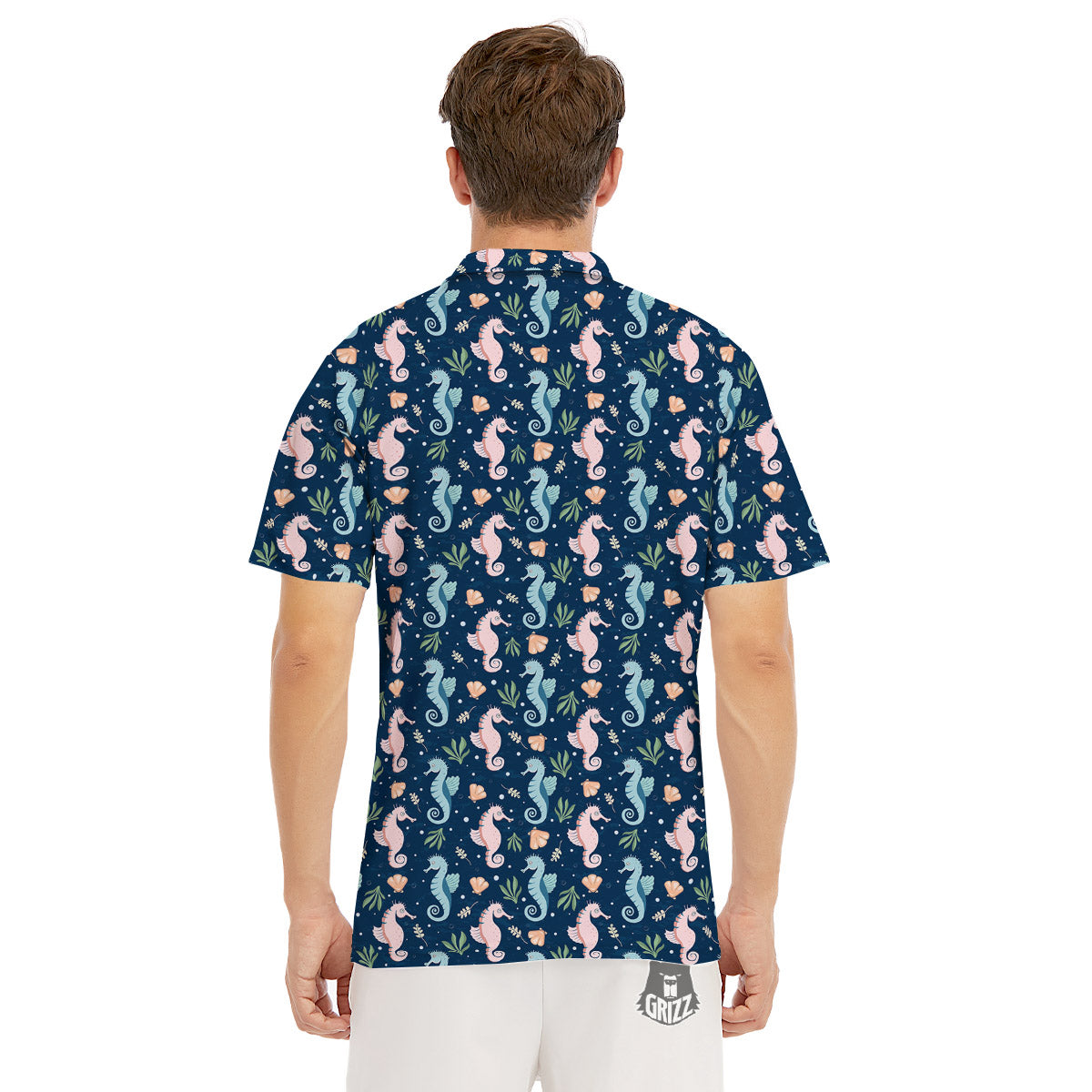 Seahorse Colorful Print Pattern Men's Golf Shirts-grizzshop