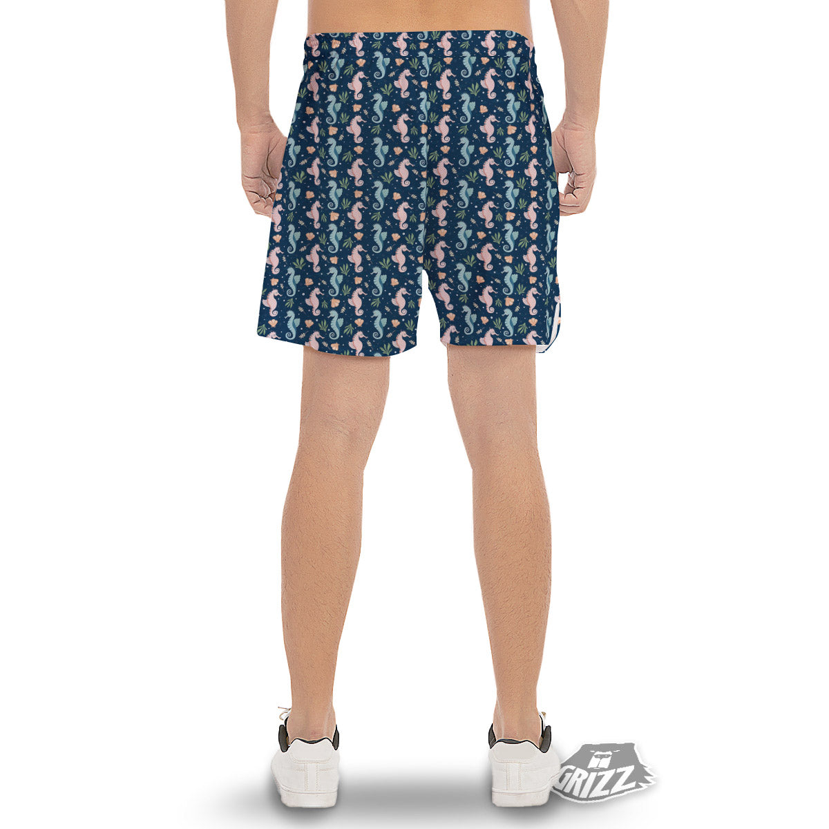 Seahorse Colorful Print Pattern Men's Gym Shorts-grizzshop
