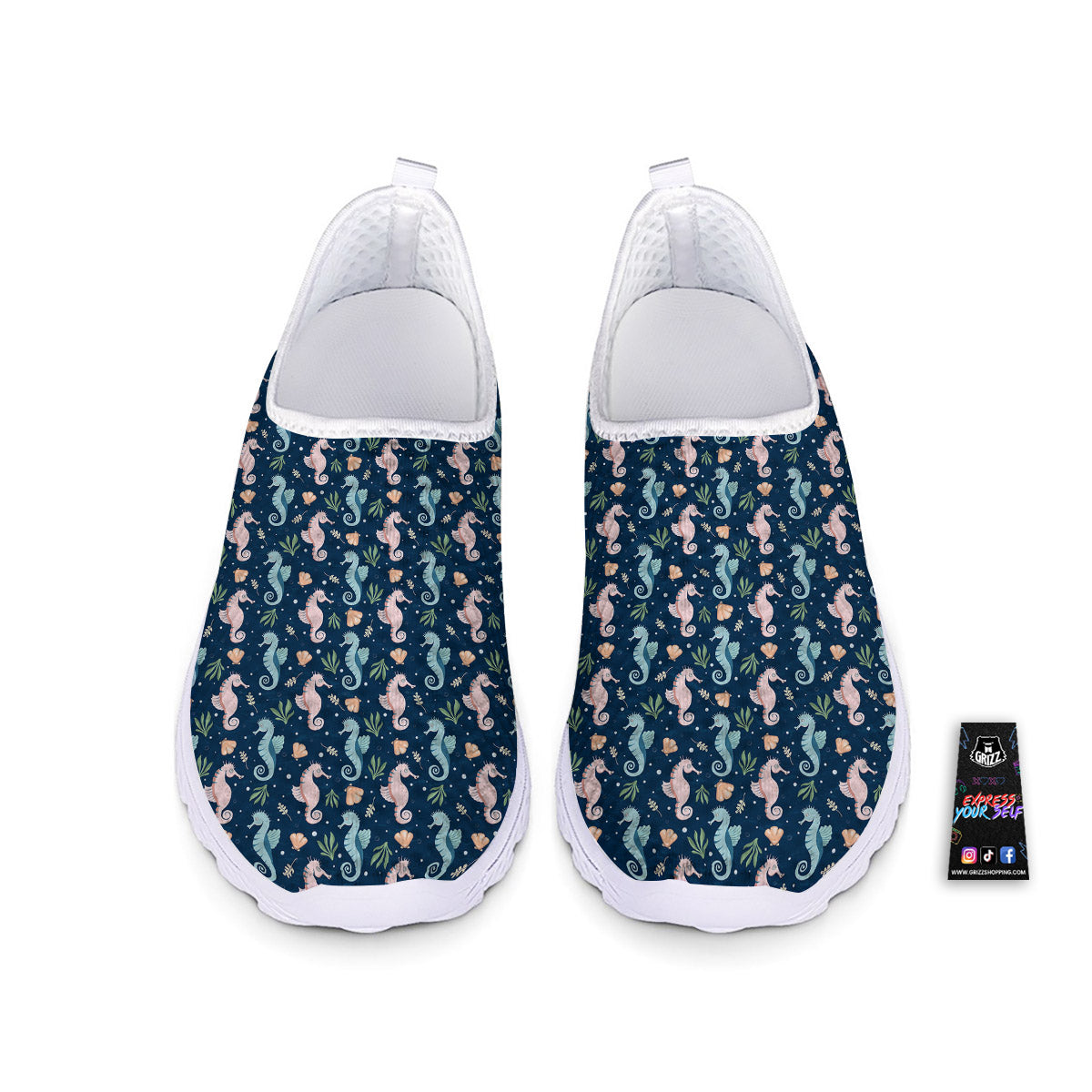 Seahorse Colorful Print Pattern Nurse Shoes-grizzshop