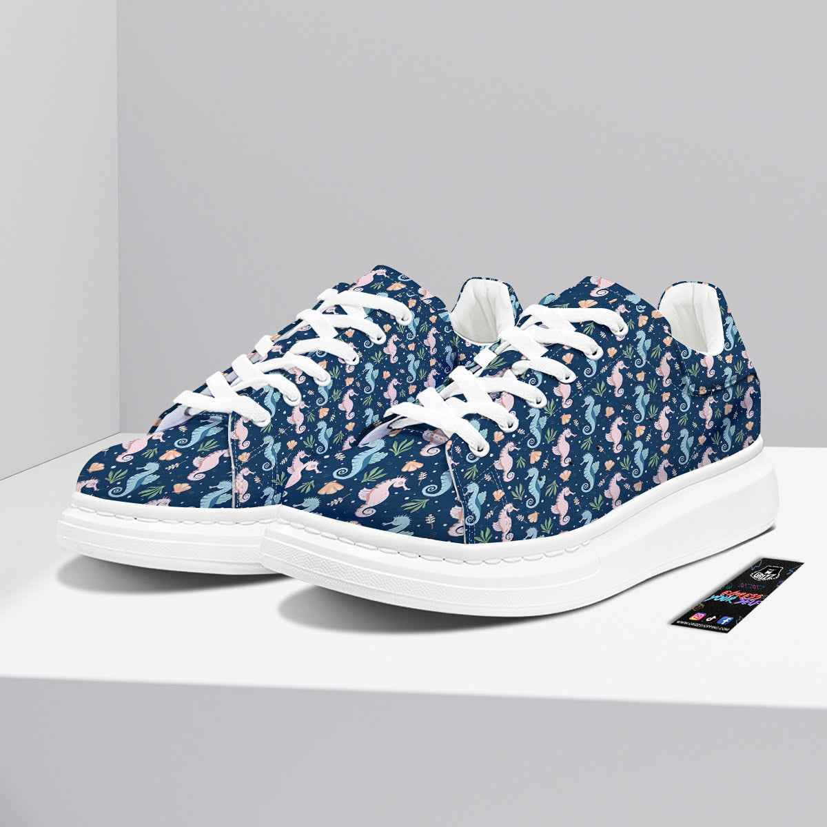 Seahorse Colorful Print Pattern Platform Shoes-grizzshop