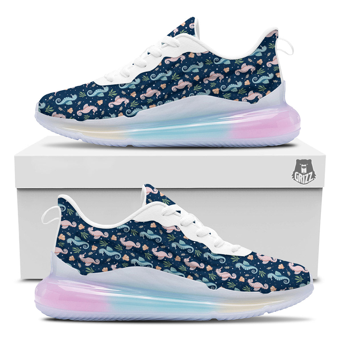 Seahorse Colorful Print Pattern Running Sneakers-grizzshop