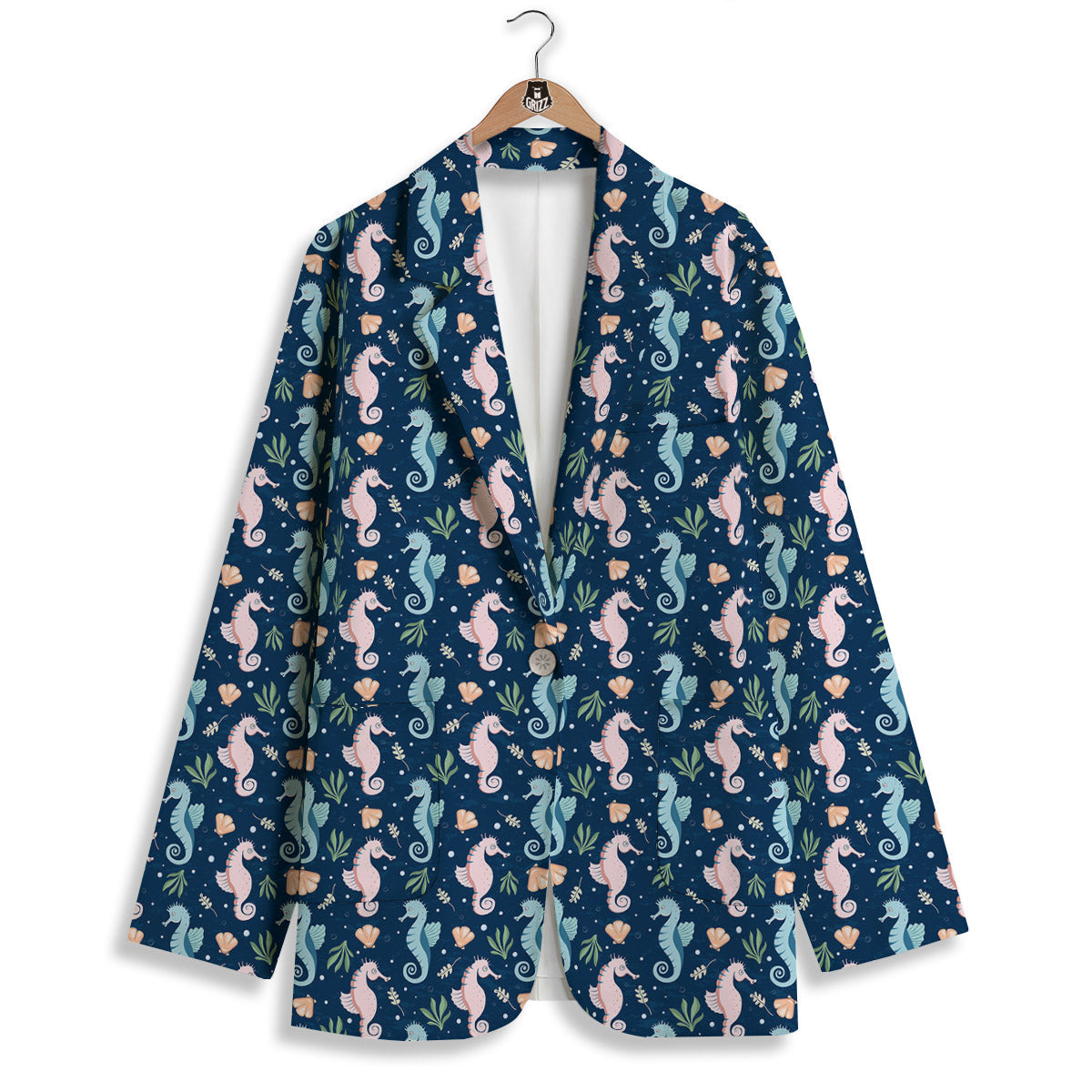 Seahorse Colorful Print Pattern Women's Blazer-grizzshop