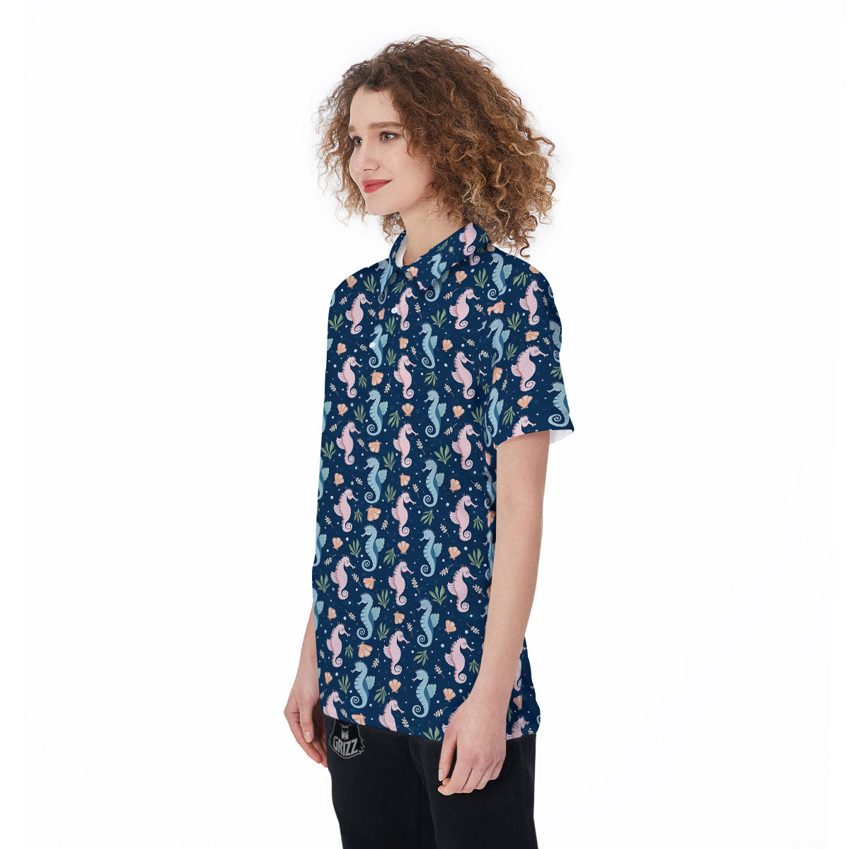 Seahorse Colorful Print Pattern Women's Golf Shirts-grizzshop