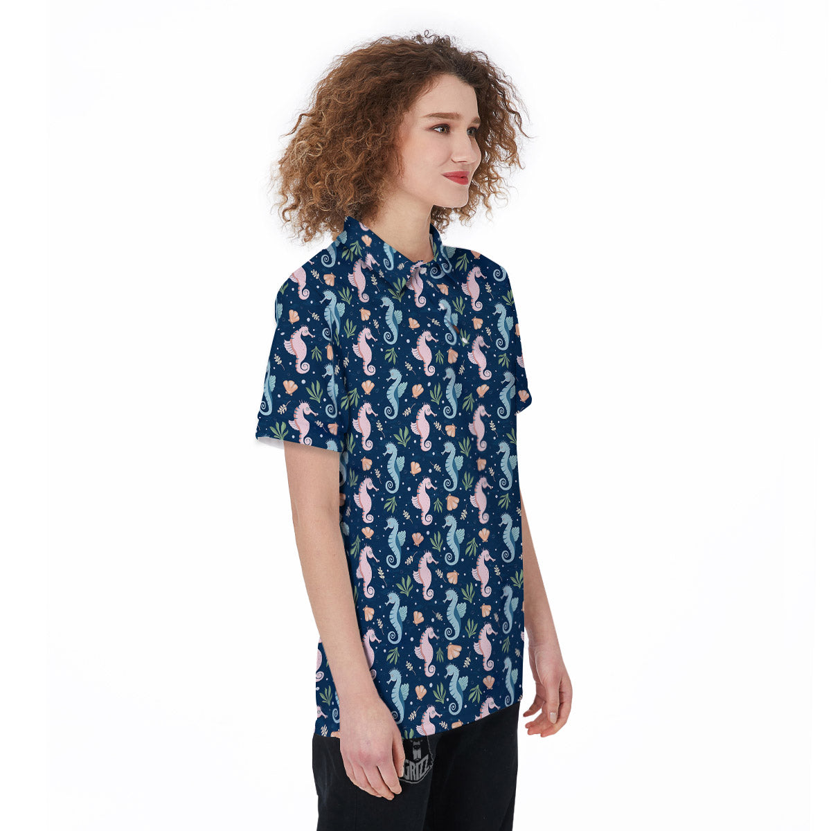 Seahorse Colorful Print Pattern Women's Golf Shirts-grizzshop