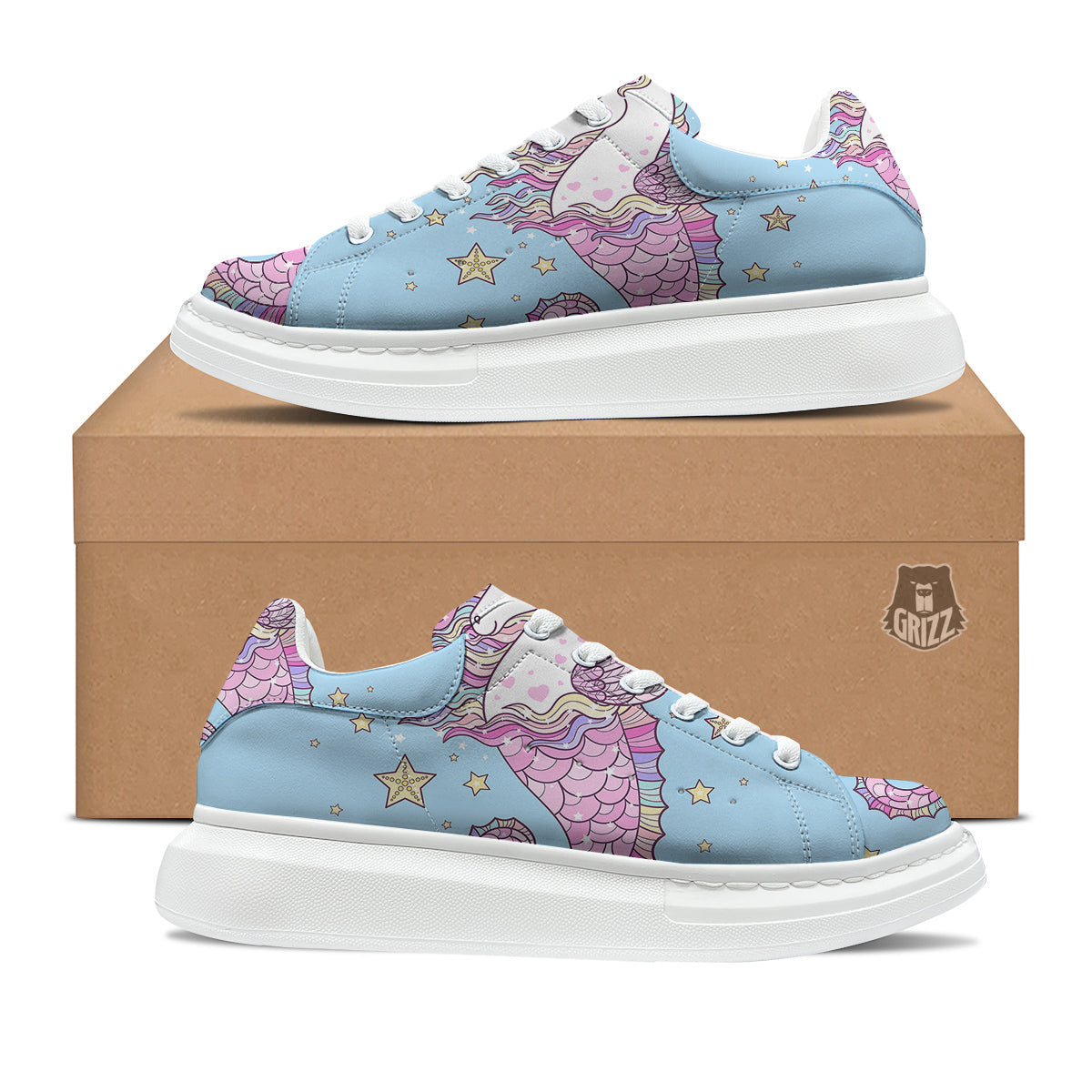 Seahorse Colorful Print Platform Shoes-grizzshop