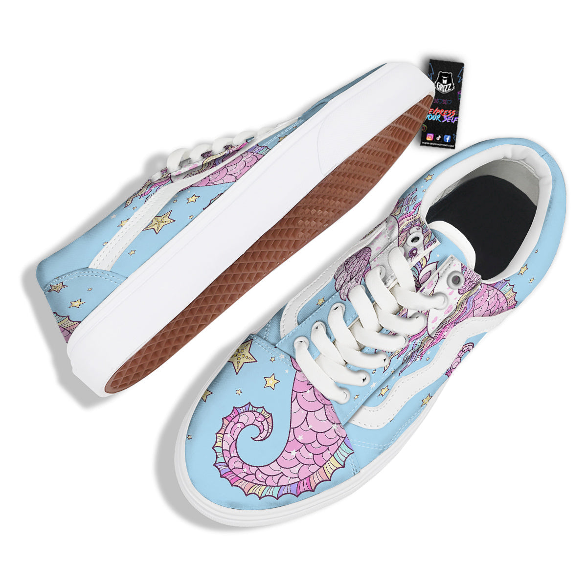 Seahorse Colorful Print Skate Shoes-grizzshop