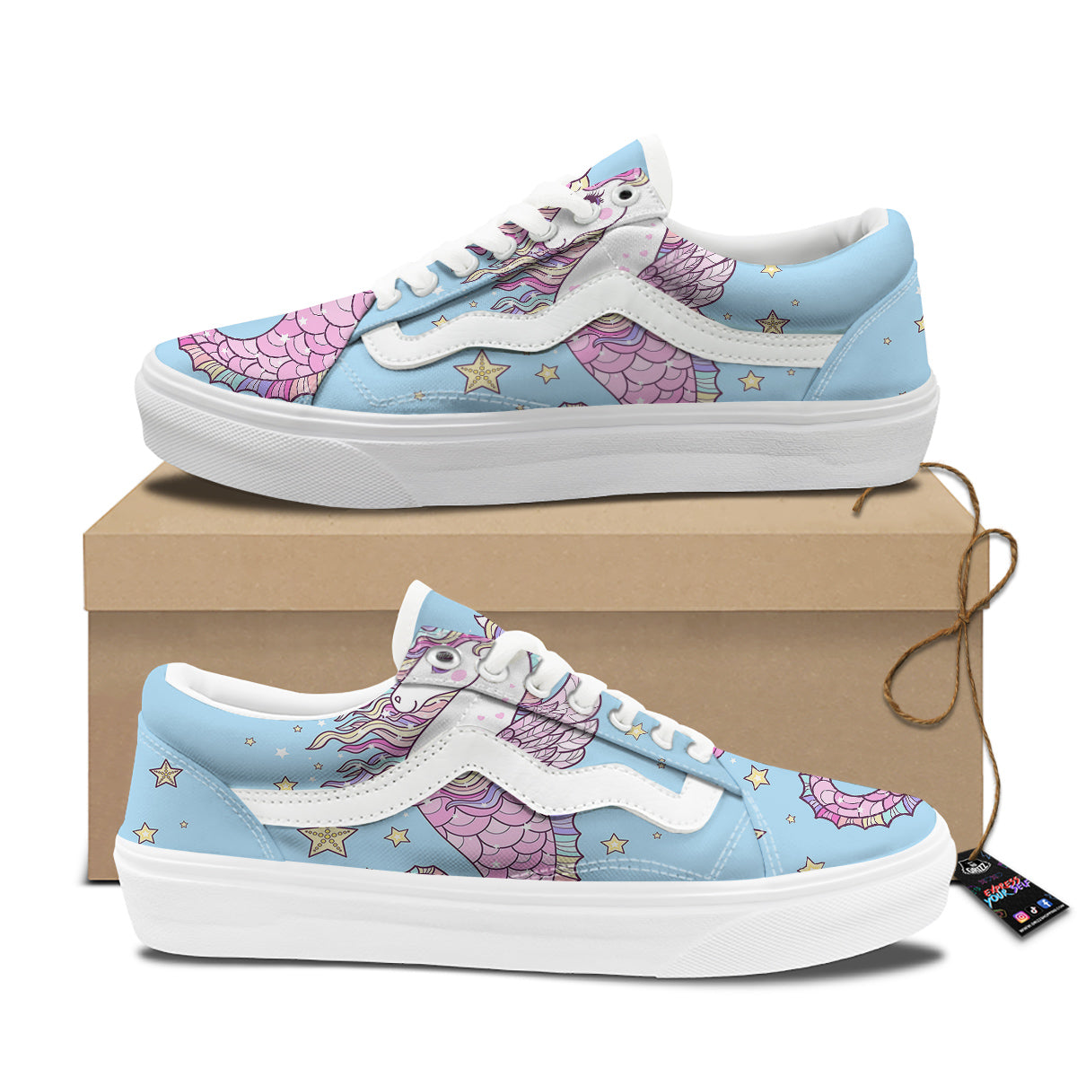 Seahorse Colorful Print Skate Shoes-grizzshop
