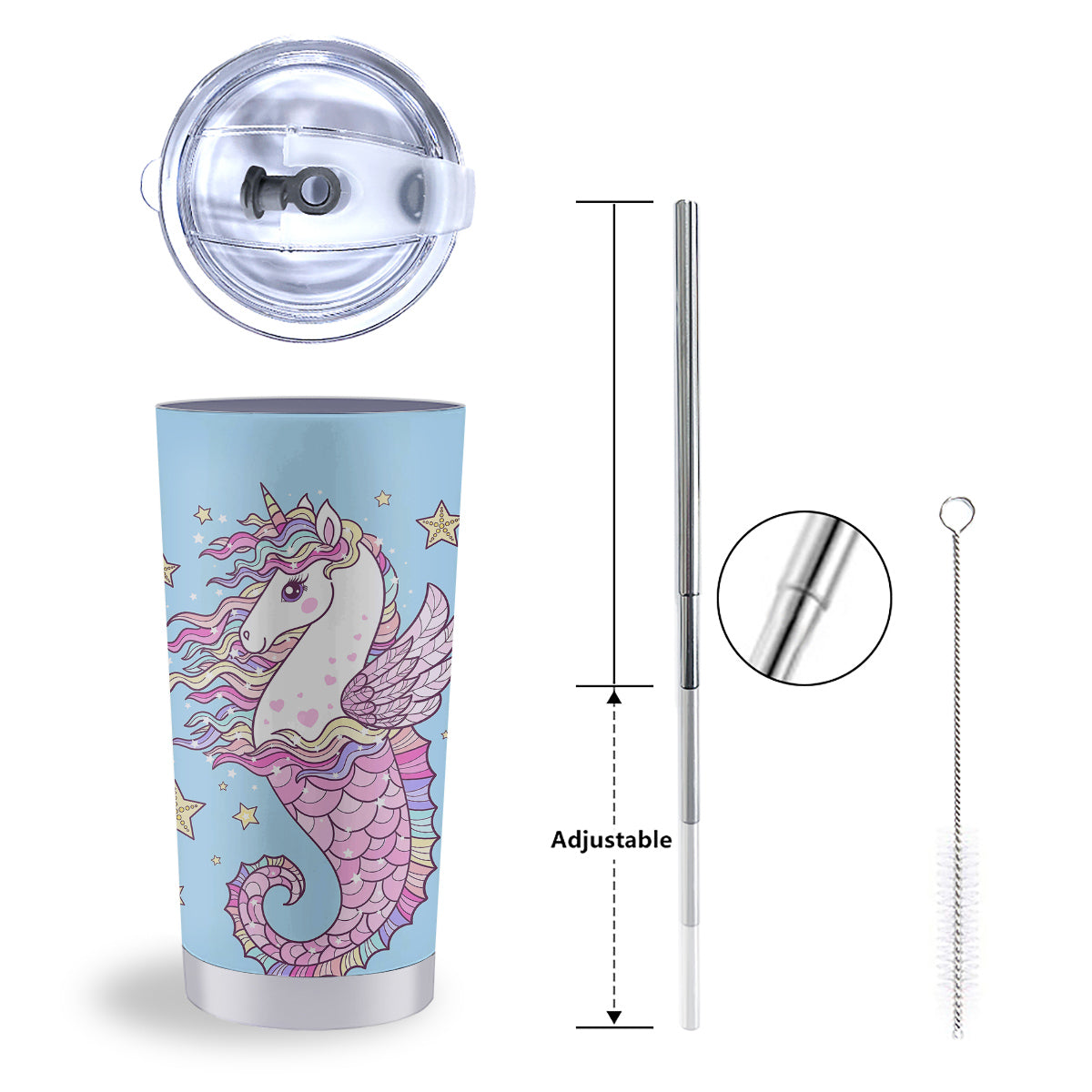 Seahorse Colorful Print Tumbler-grizzshop