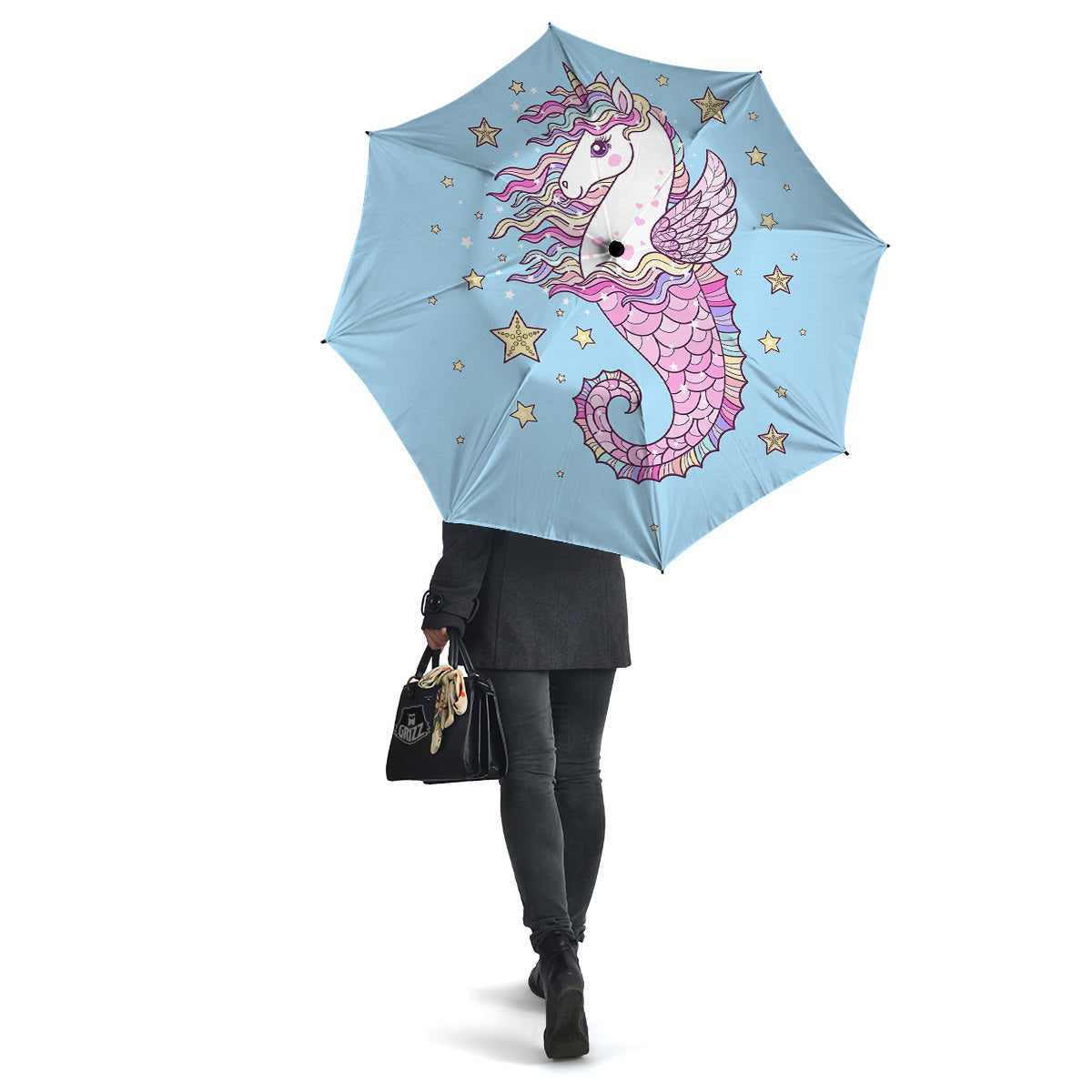 Seahorse Colorful Print Umbrella-grizzshop