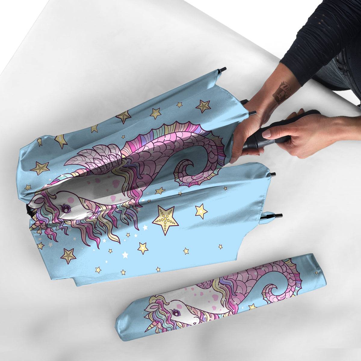 Seahorse Colorful Print Umbrella-grizzshop