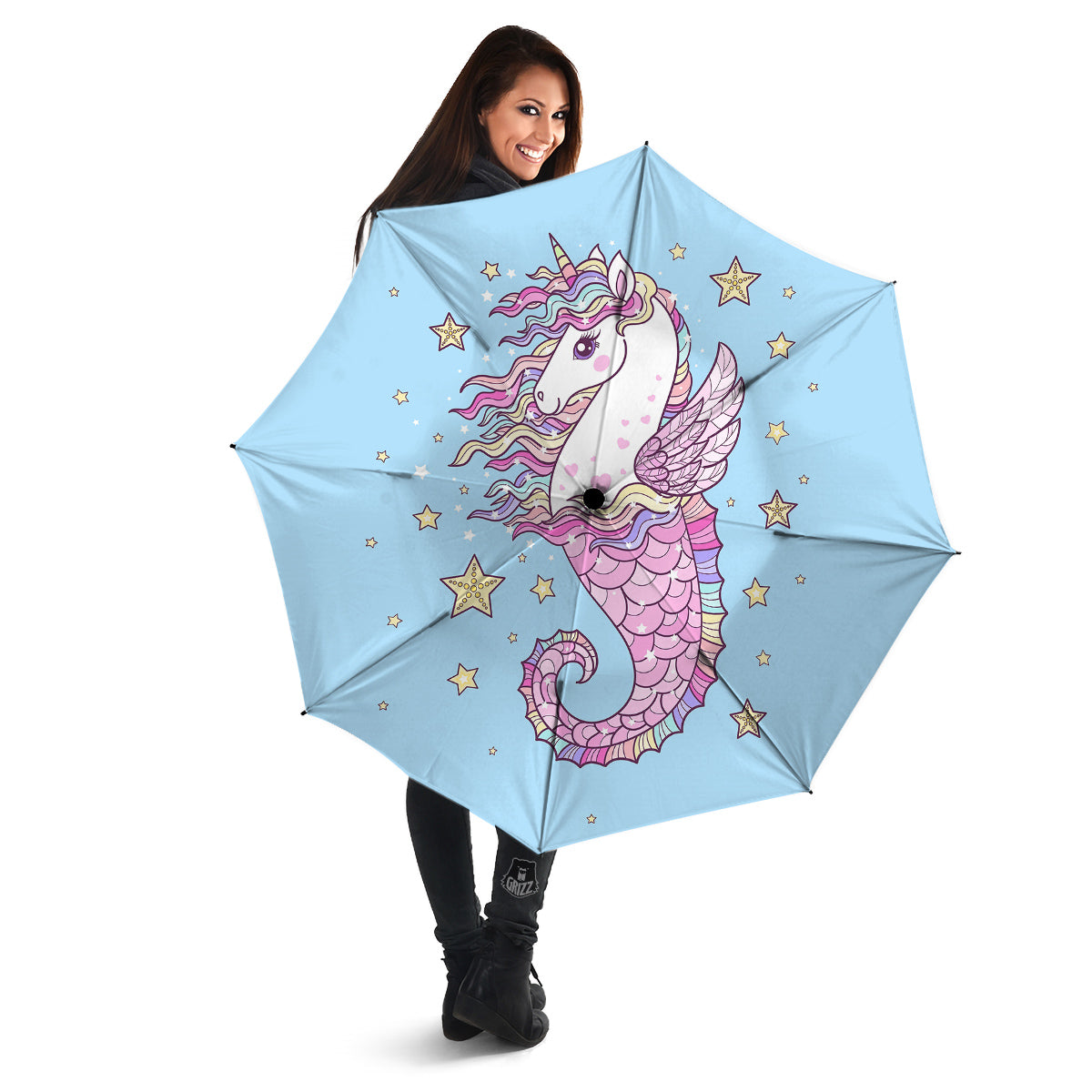Seahorse Colorful Print Umbrella-grizzshop