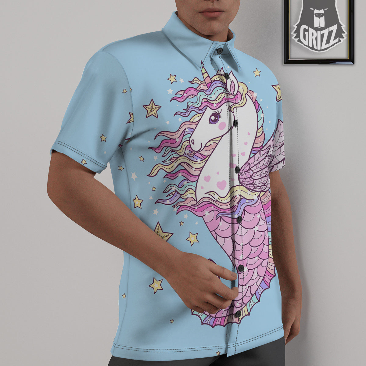 Seahorse Colorful Print Untucked Shirts-grizzshop