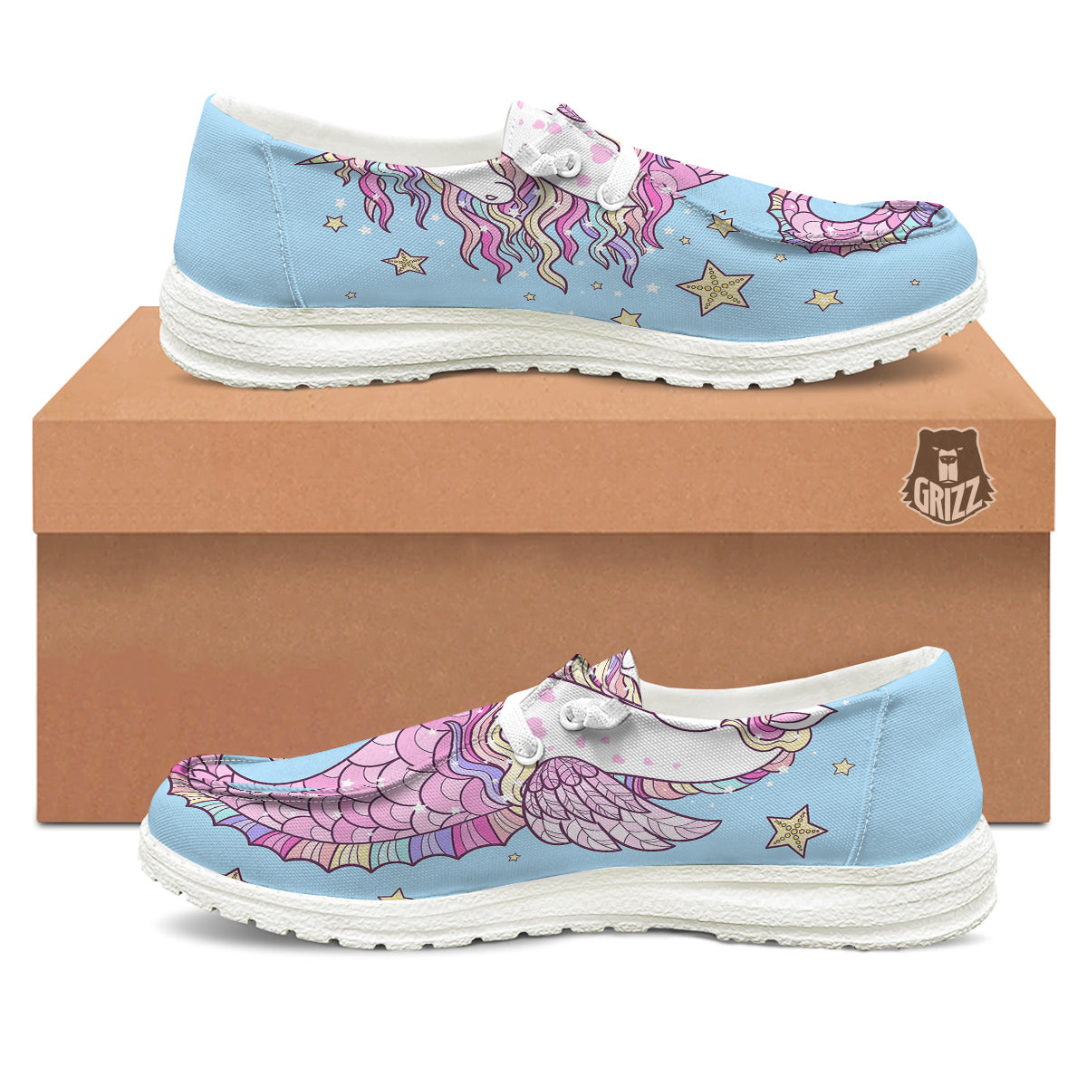 Seahorse Colorful Print White Loafers-grizzshop
