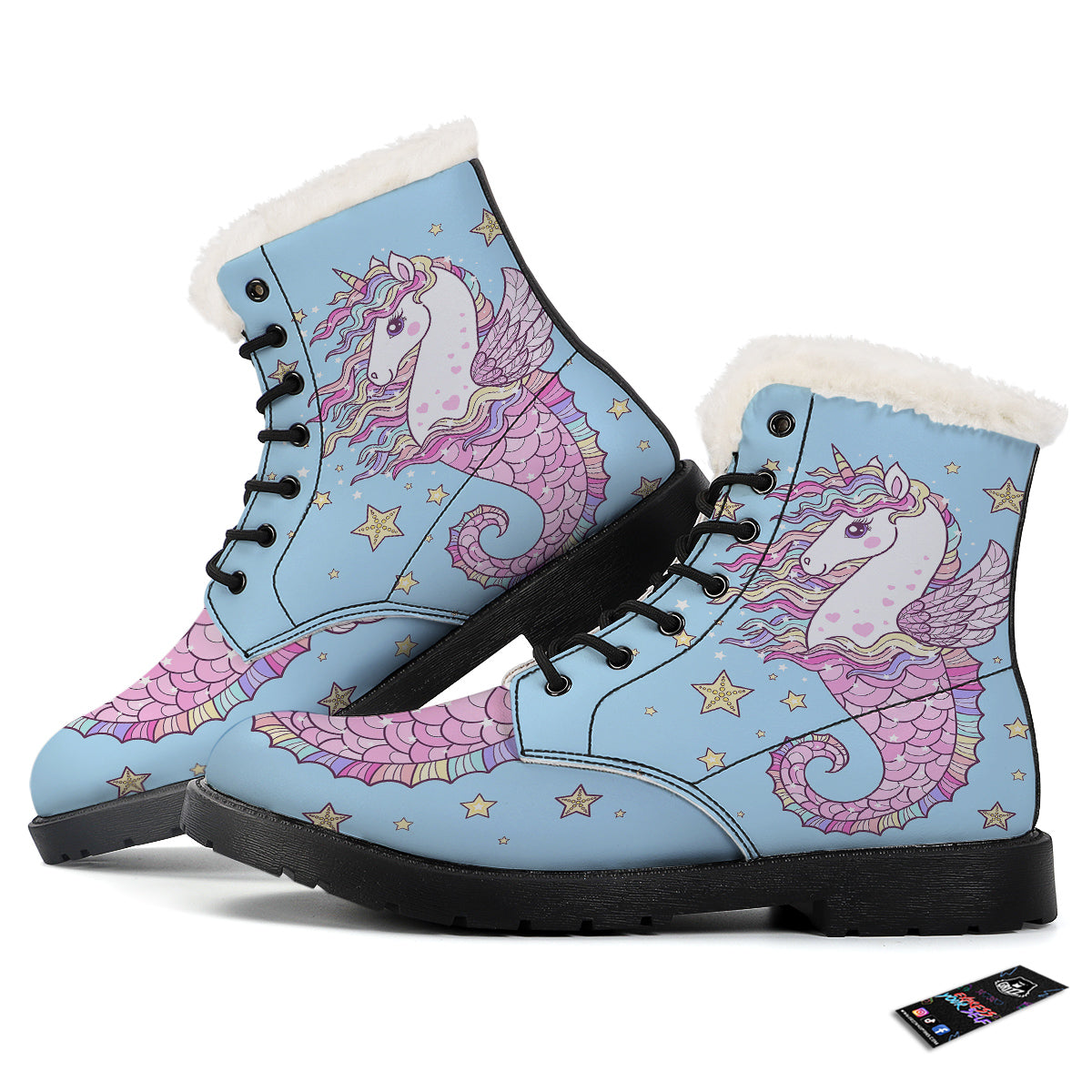 Seahorse Colorful Print Winter Boots-grizzshop