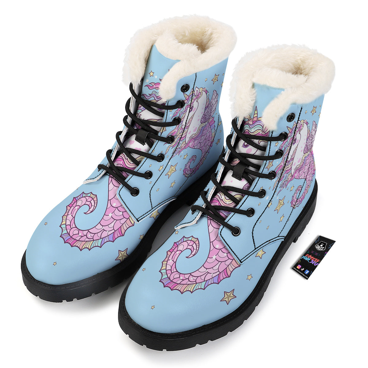 Seahorse Colorful Print Winter Boots-grizzshop