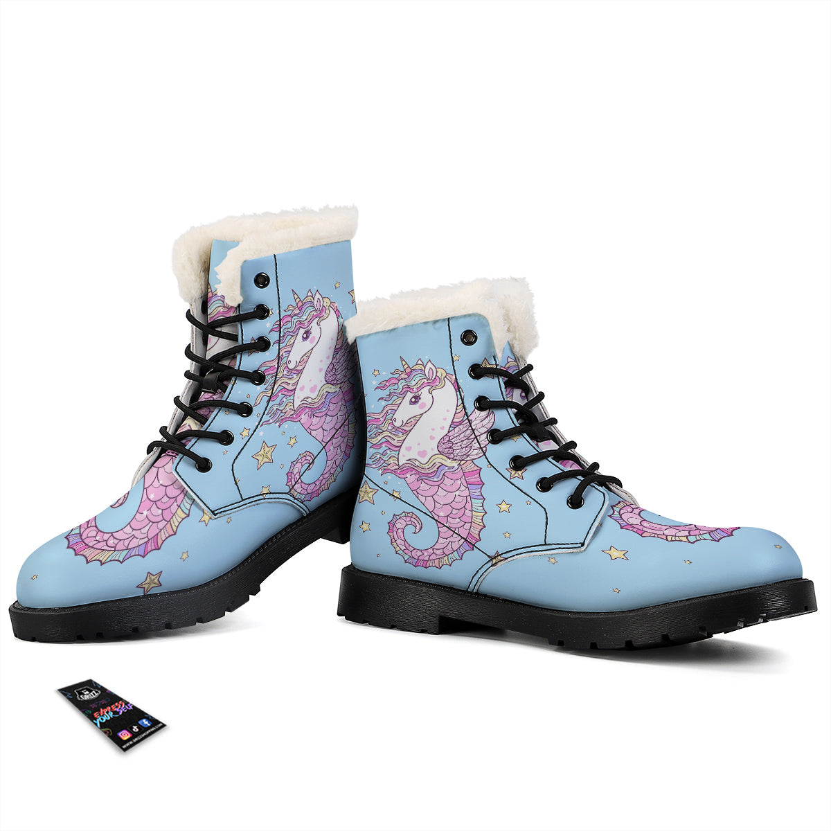 Seahorse Colorful Print Winter Boots-grizzshop