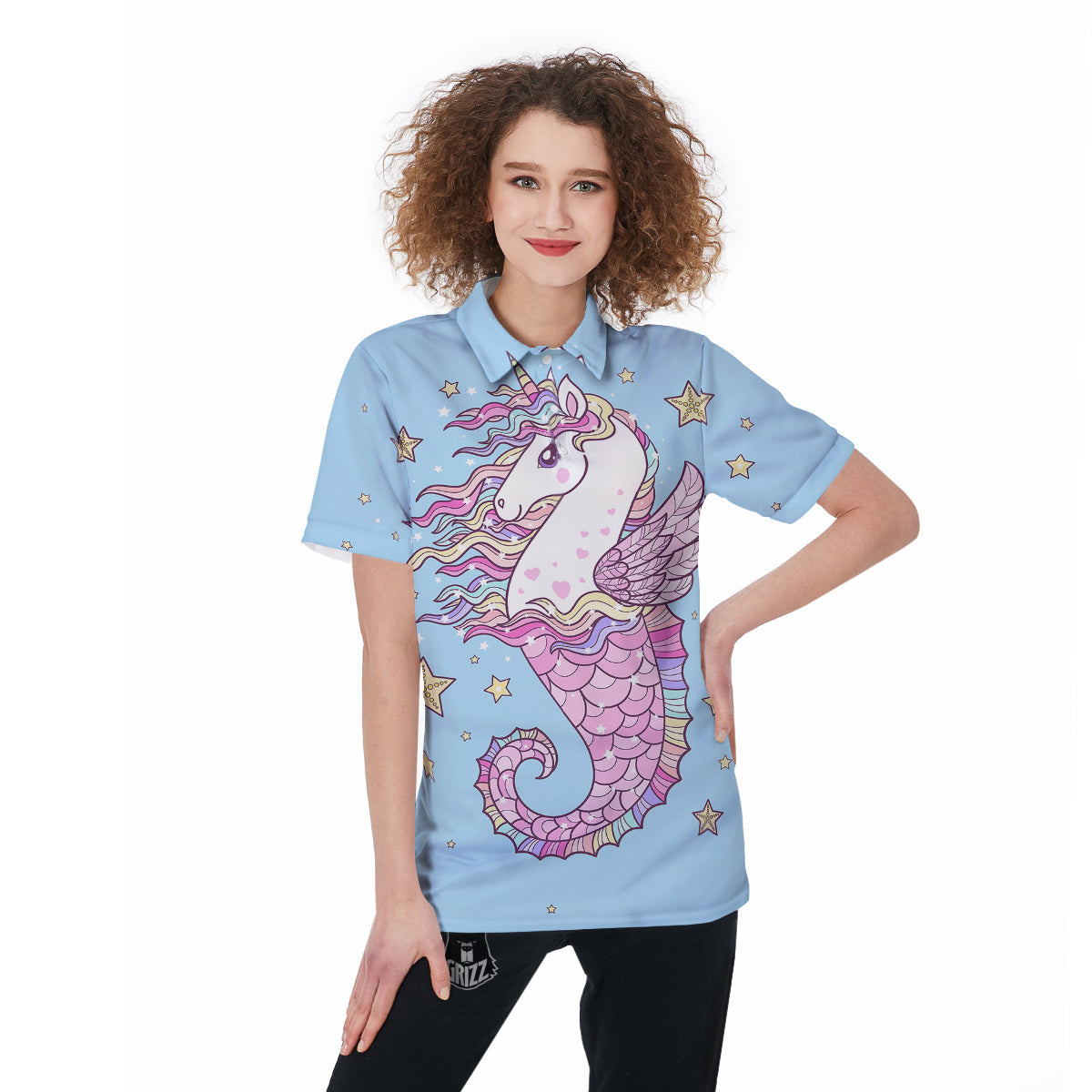 Seahorse Colorful Print Women's Golf Shirts-grizzshop
