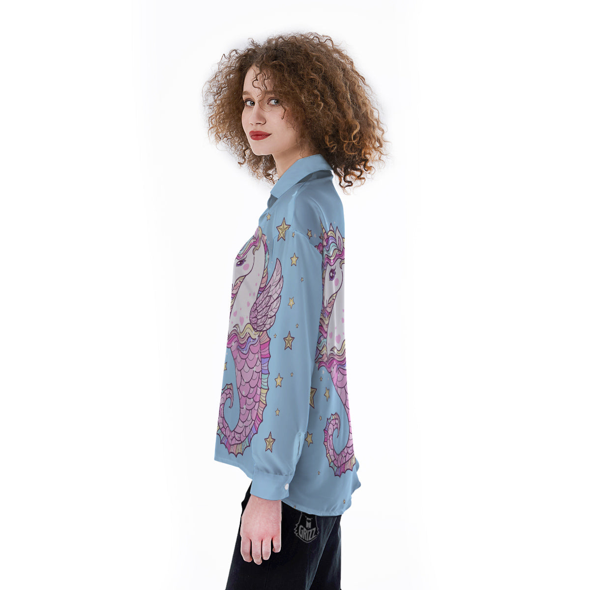 Seahorse Colorful Print Women's Long Sleeve Shirts-grizzshop