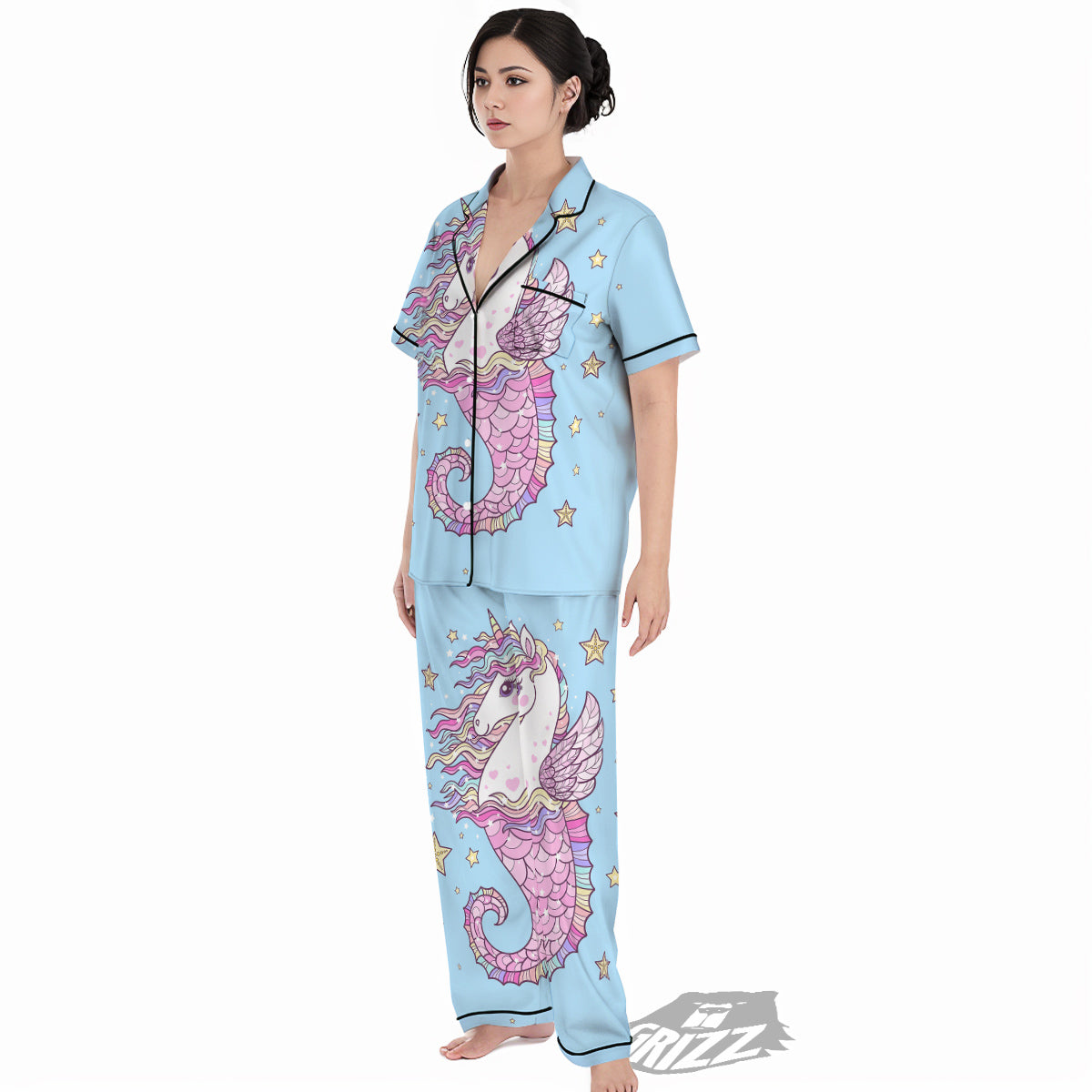 Seahorse Colorful Print Women's Pajamas Set-grizzshop