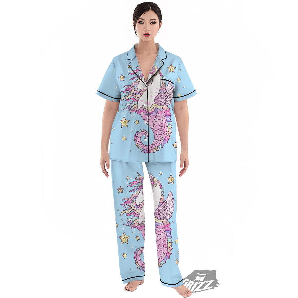 Seahorse Colorful Print Women's Pajamas Set-grizzshop