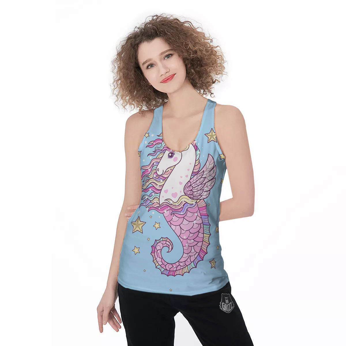 Seahorse Colorful Print Women's Racerback Tank Top-grizzshop